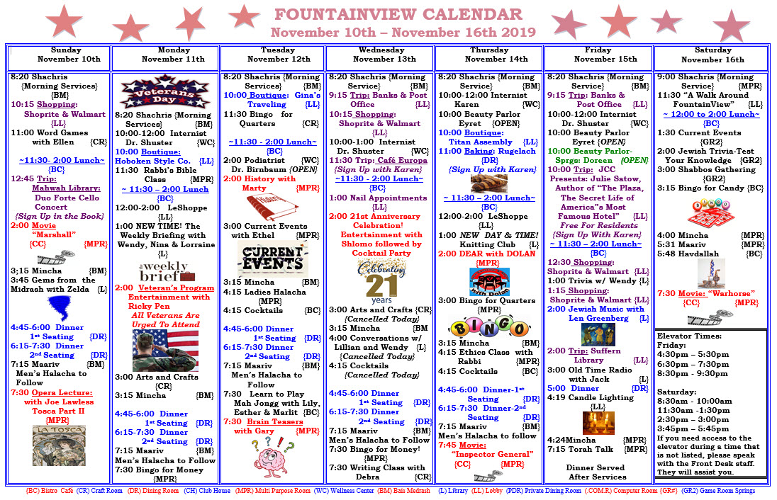 Nov 10 2019 Calendar